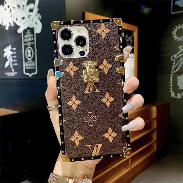 Luxury Brand Square Flower Leather Phone Case For iPhone 12 Mini