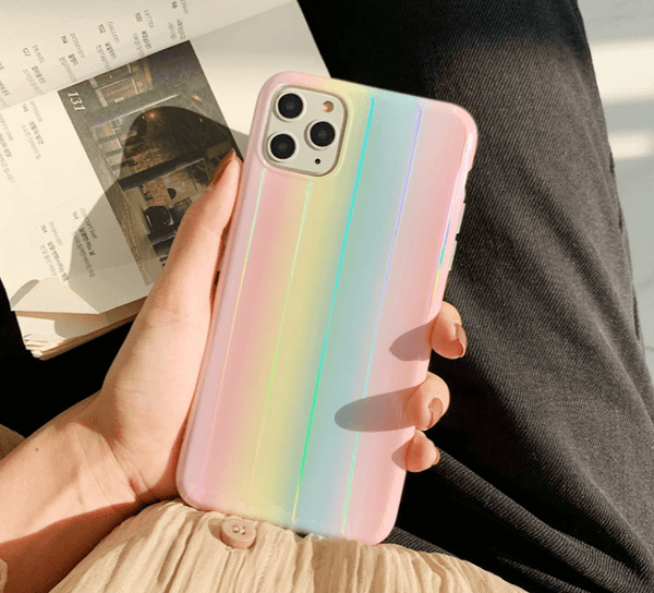 Clear Glitter Phone Case For iPhone 13 12 Pro 11 14 Pro Max XS Max XR X 7 8  Plus SE 2020 Cute Gradient Rainbow Sequins Coque